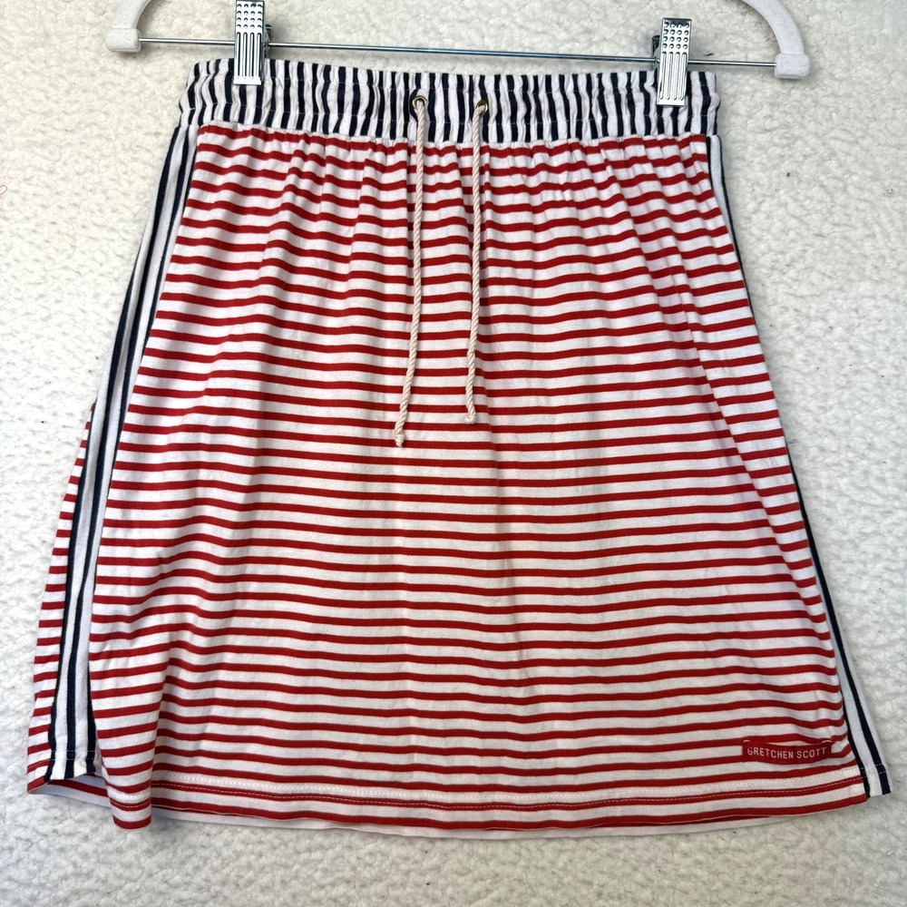 Gretchen Scott‎ Skirt Womens Small Red White Stripe Nautical Drawstring